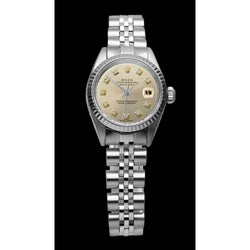 Rolex Dame Datejust Silberuhr Edelstahl Jubilee Armband geriffelte Lünette
