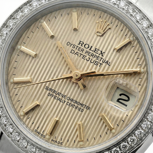 Rolex Damen Datejust Uhr Edelstahl Jubilee Tapestry Stick Zifferblatt Rolex