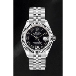 Rolex Date-Just Damenuhr, tiefviolett, römisches Zifferblatt, Edelstahl, 31 mm