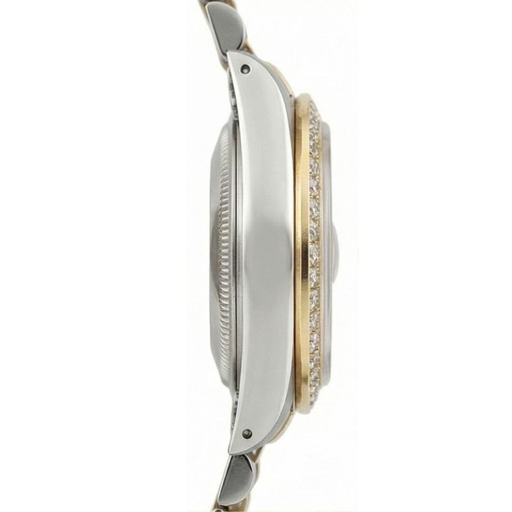 Rolex Date-Just für Damen, mit lachsfarbenem Zifferblatt und Diamantlünette