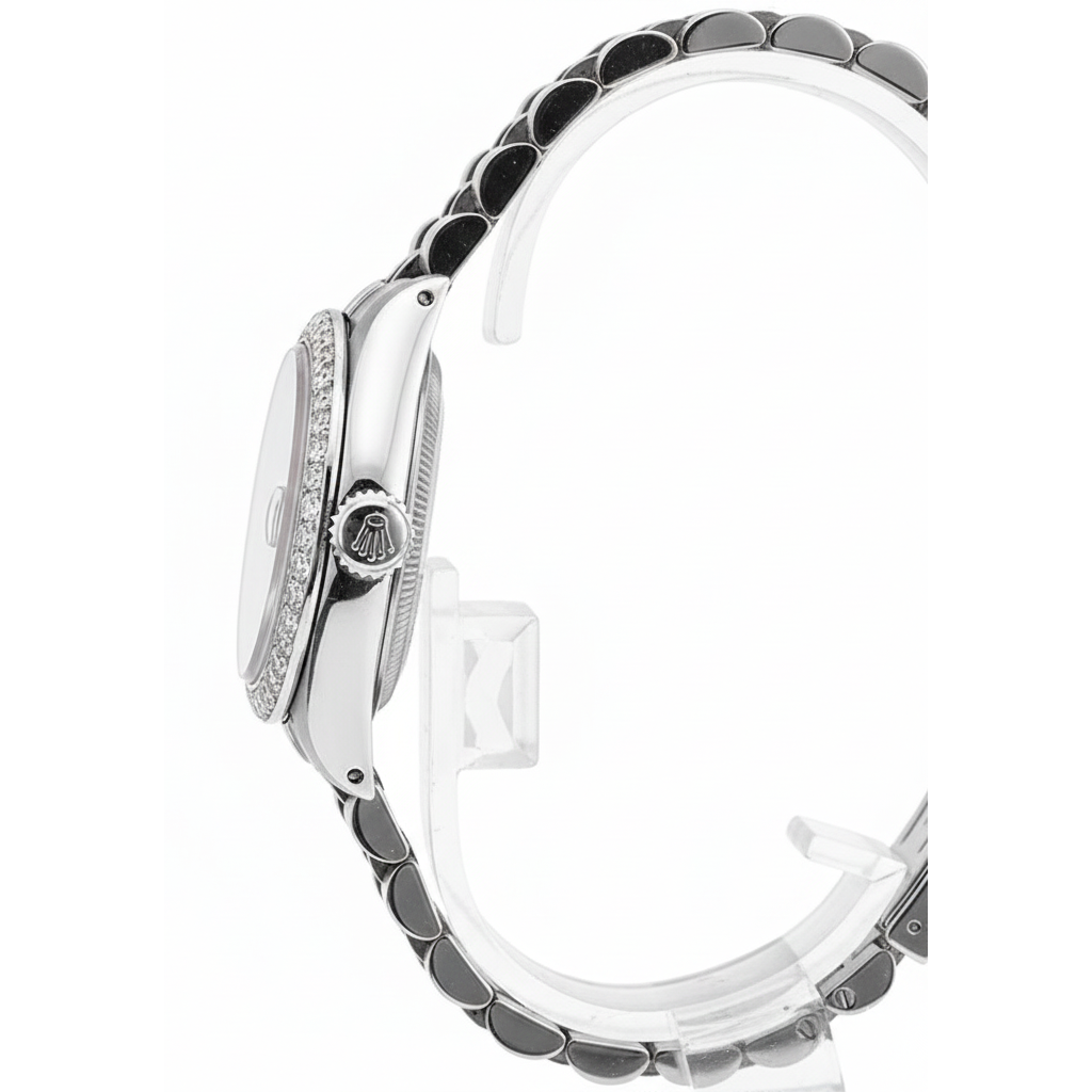 Rolex Date-Uhr aus Edelstahl, Jubiläum-Lünette mit schwarzem Stock-Zifferblatt