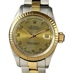 Rolex Date-Uhr für Damen, Rolex, arabisches Zifferblatt, zweifarbig