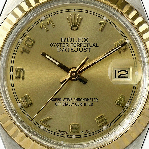 Rolex Date-Uhr für Damen, Rolex, arabisches Zifferblatt, zweifarbig