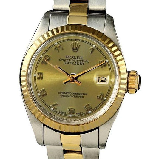 Rolex Date-Uhr für Damen, Rolex, arabisches Zifferblatt, zweifarbig