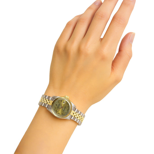 Rolex Date-Uhr für Damen, Rolex, arabisches Zifferblatt, zweifarbig P1