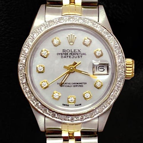 Rolex Date-just Damenuhr, 26 mm, 18K Gelbgold und Stahl