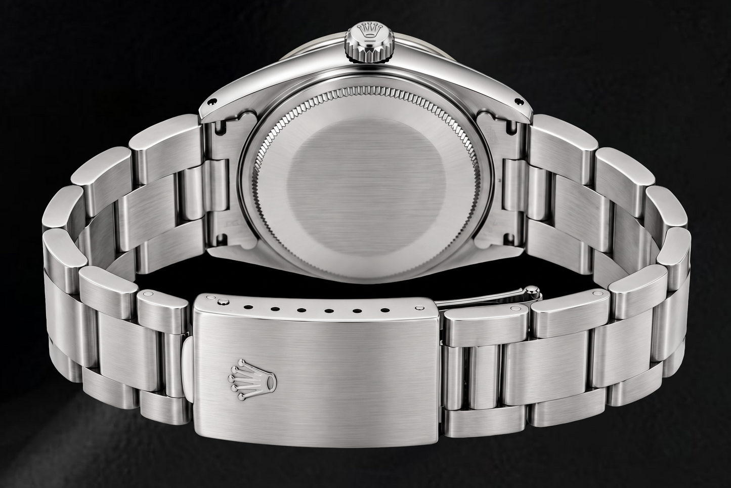 Rolex Date 1500 34 mm Edelstahluhr mit silbernem Zifferblatt mit Stabindizes