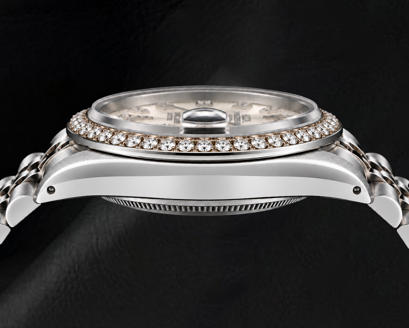 Rolex Date 1501 34 mm Uhr aus Edelstahl mit silbernem Diamantzifferblatt