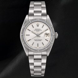 Rolex Date 1501 34 mm Edelstahluhr mit silbernem Zifferblatt mit Stabindizes