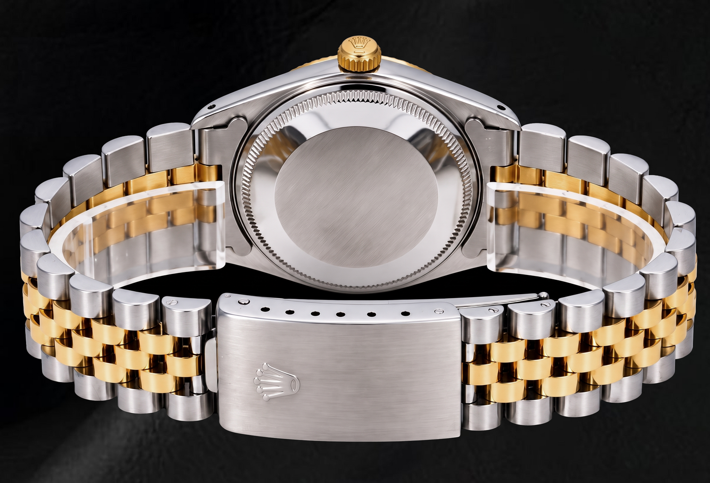 Rolex Date 1502 34 mm Bicolor Uhr, champagnerfarbenes Zifferblatt mit Stabindizes