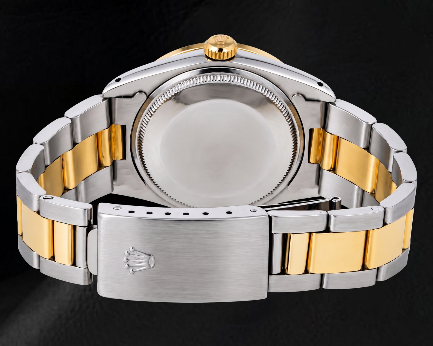 Rolex Date 1505 34 mm Bicolor Uhr mit blauem Diamantzifferblatt