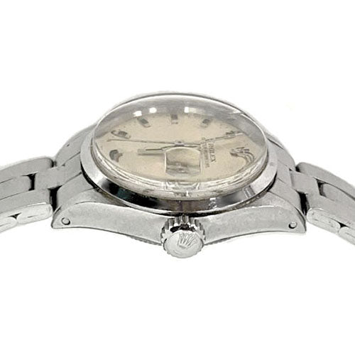 Rolex Date 26 mm Edelstahluhr mit silbernem Stabzifferblatt