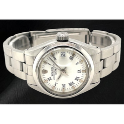 Rolex Date 26 mm weißes römisches Zifferblatt Oyster Edelstahl Damenuhr