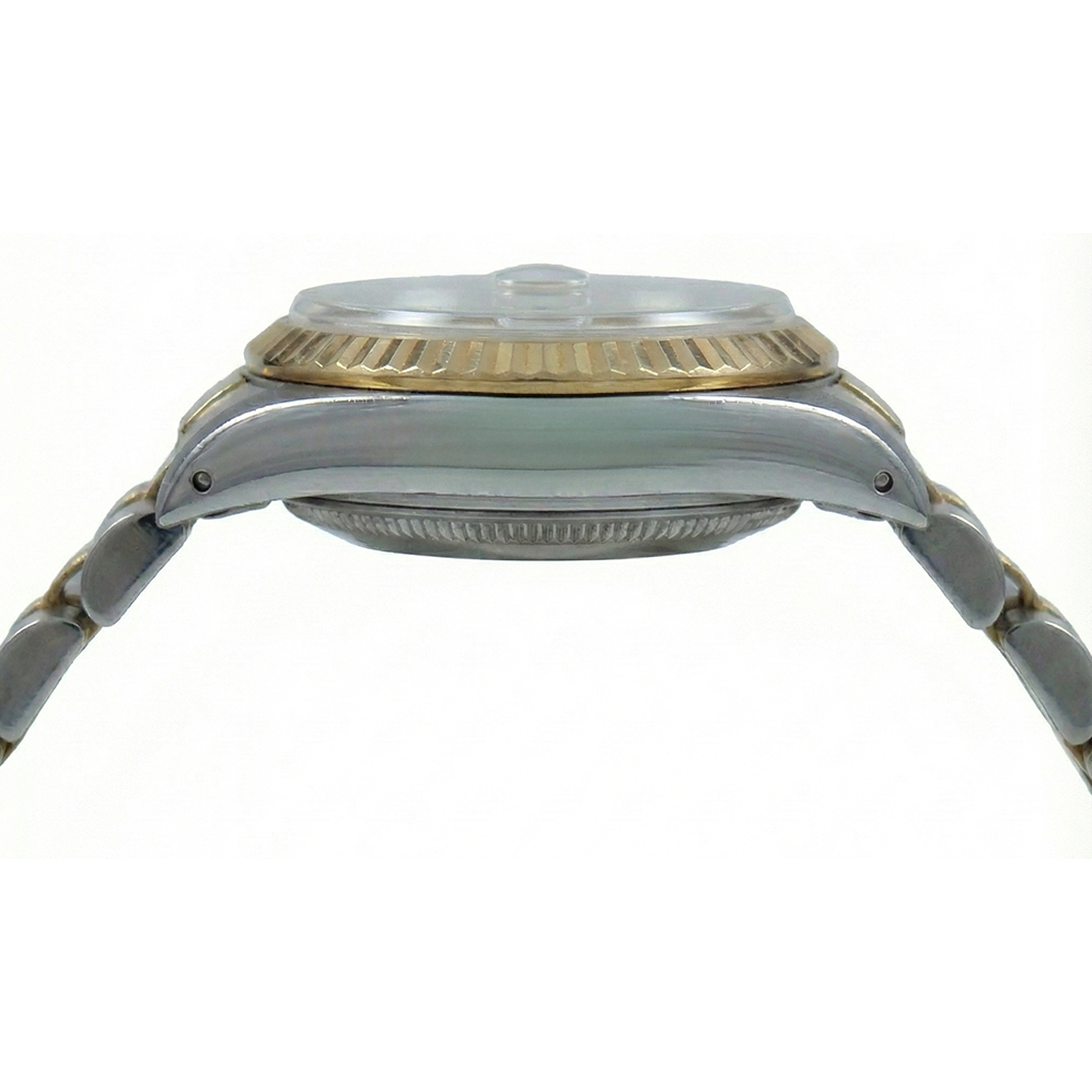 Rolex Date Damenuhr Jubilee mit geriffelter Lünette und Champagner-Zifferblatt