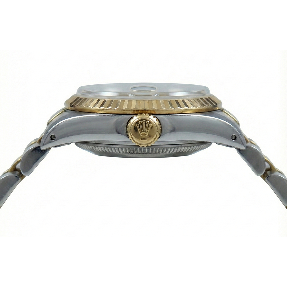 Rolex Date Damenuhr Jubilee mit geriffelter Lünette und Champagner-Zifferblatt