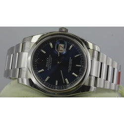 Rolex Date Herren-Herrenuhr, 41 mm, Oyster-Armband, blaues Zifferblatt, Edelstahl