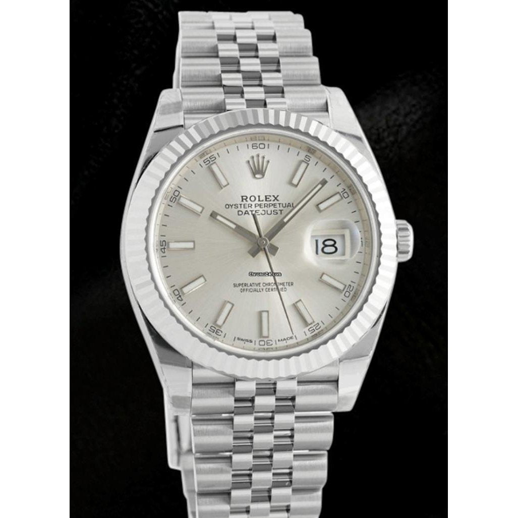 silbernes Zifferblatt Date Just Rolex