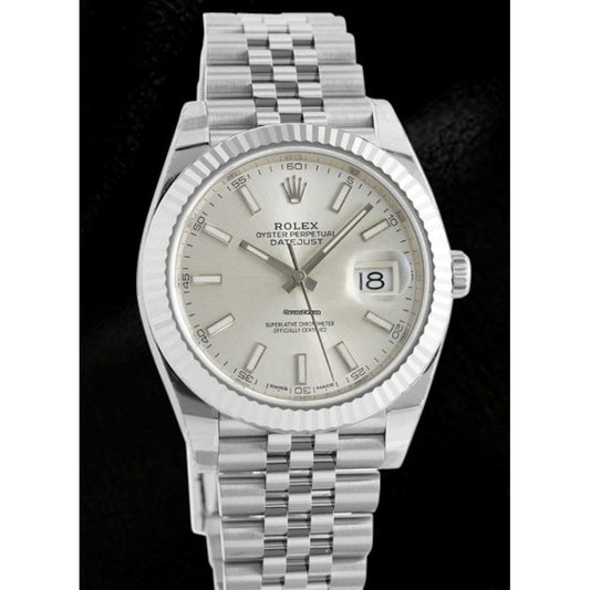 silbernes Zifferblatt Date Just Rolex