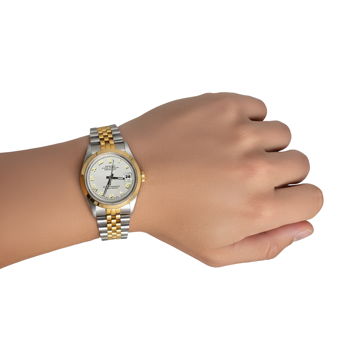 Rolex Date Just Betrachten Armband Dame Männer Römisches Zifferblatt Goldlünette SCHNELLSET