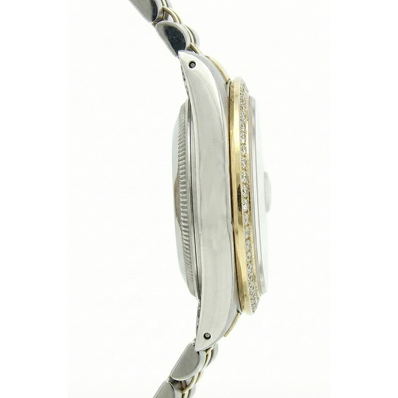 Rolex Date Just Dame Uhr, weißes Zifferblatt, Edelstahl und Gelbgold