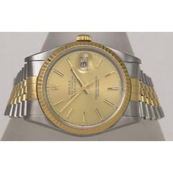 Rolex Date Just Herrenuhr, 36 mm, Champagnerfarbenes Zifferblatt, zweifarbiges Armband