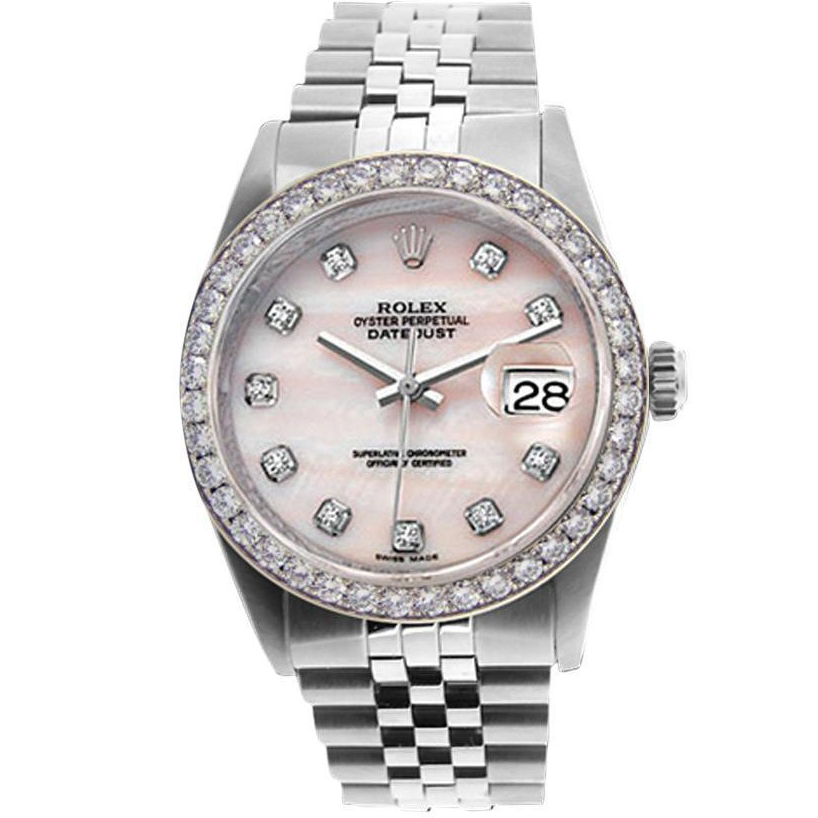 Rolex Date Just Herrenuhr Perlmutt Rosa Mop SCHNELLSET