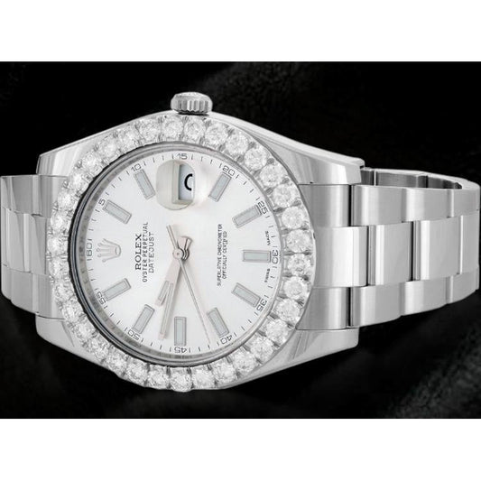 Rolex Date Just Zwei 41 mm Herrenuhr mit weißem Zifferblatt und Oyster-Armband Edelstahl1
