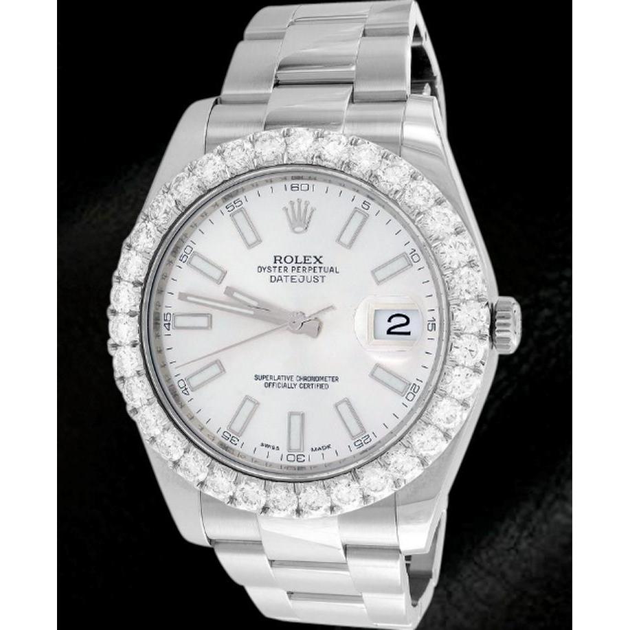 Rolex Date Just Zwei 41 mm Herrenuhr mit weißem Zifferblatt und Oyster-Armband Edelstahl