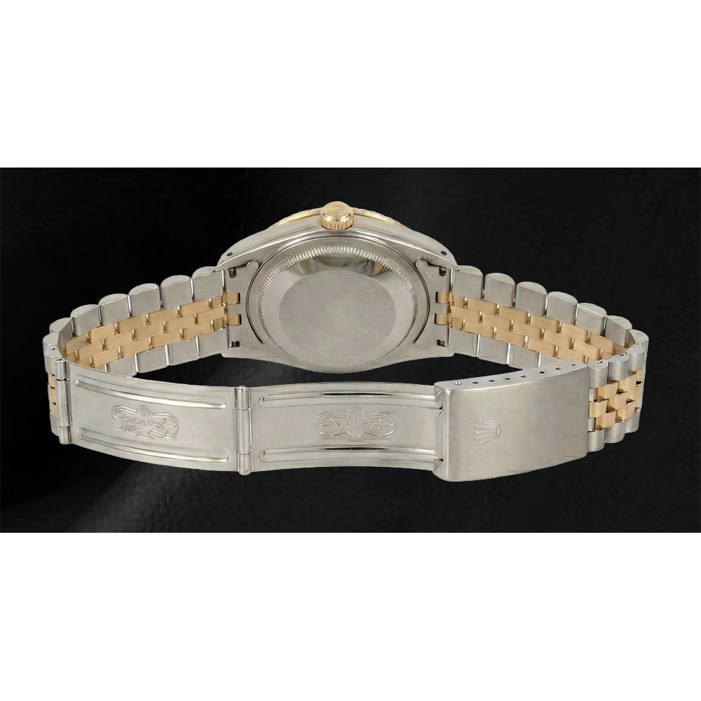 Rolex Date just Diamant Lünette Herrenuhr, zweifarbig, Jubilee-Grau, römisches Zifferblatt