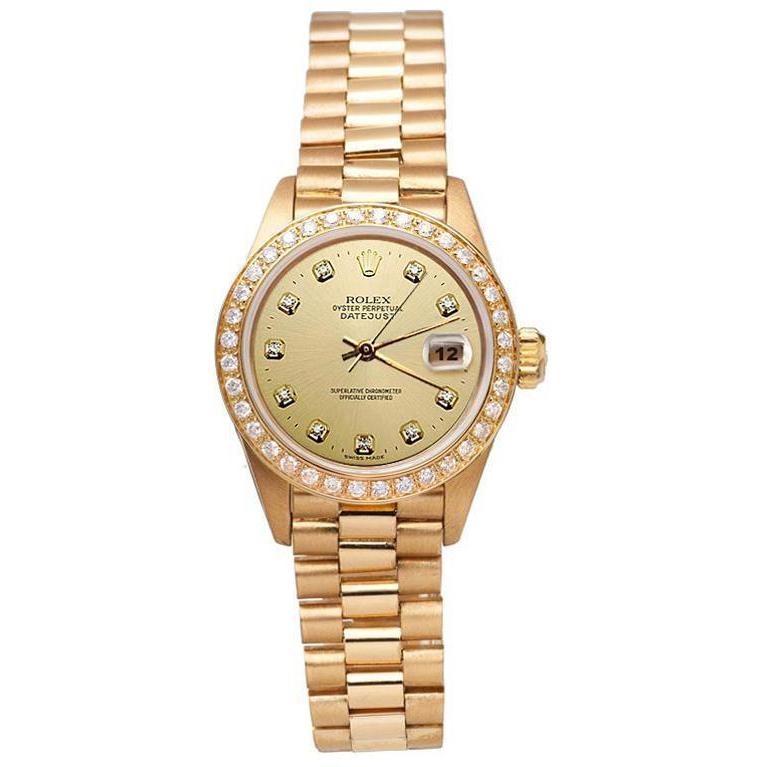 Rolex Date just Präsidentenstil Uhr Gold Champagner Diamant Zifferblatt Lünette