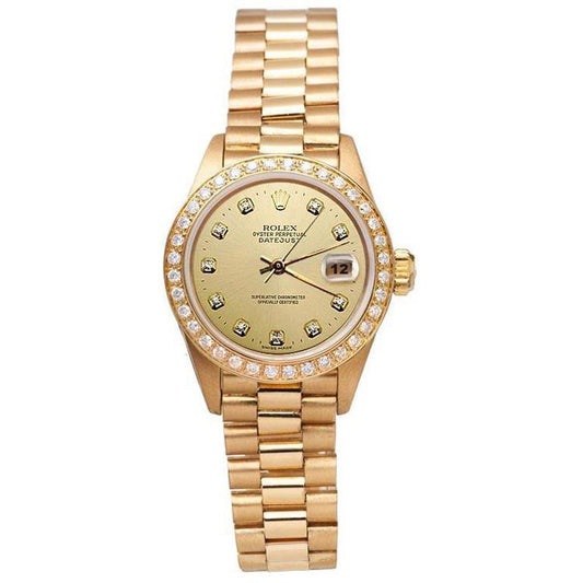 Rolex Date just Präsidentenstil Uhr Gold Champagner Diamant Zifferblatt Lünette