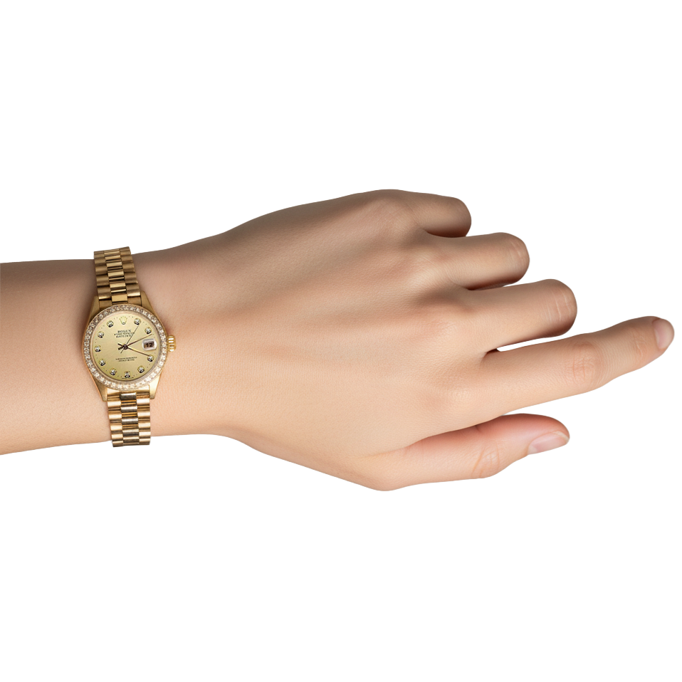 Rolex Date just Präsidentenstil Uhr Gold Champagner Diamant Zifferblatt Lünette P2