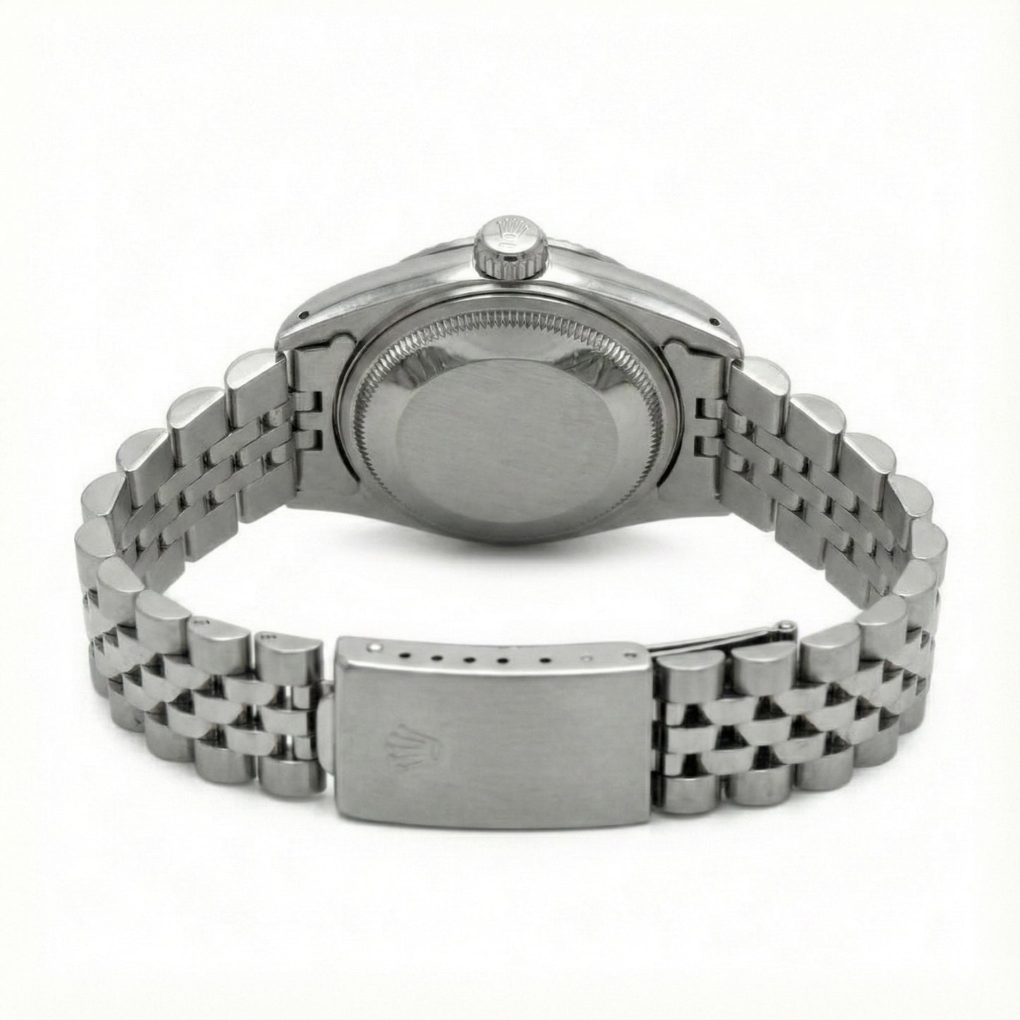 Rolex Date just Weiß Mop römisches Zifferblatt, Diamantlünette, Edelstahl-Jubiläumsarmband, SCHNELLES SET