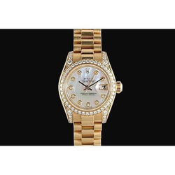 Rolex Datejust-Uhr Präsidentin aus Gelbgold mit Diamantlünette