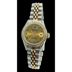 Rolex Datejust-Uhr aus Champagner-Arabisch-Edelstahl und Goldarmband