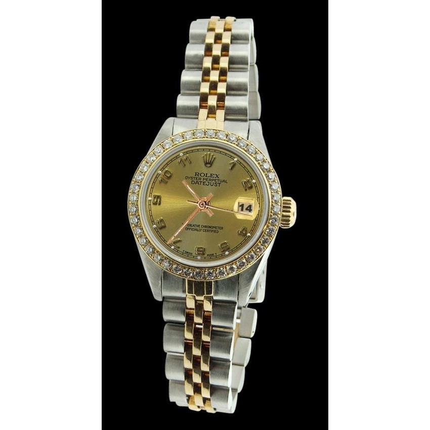 Rolex Datejust-Uhr aus Champagner-Arabisch-Edelstahl und Goldarmband
