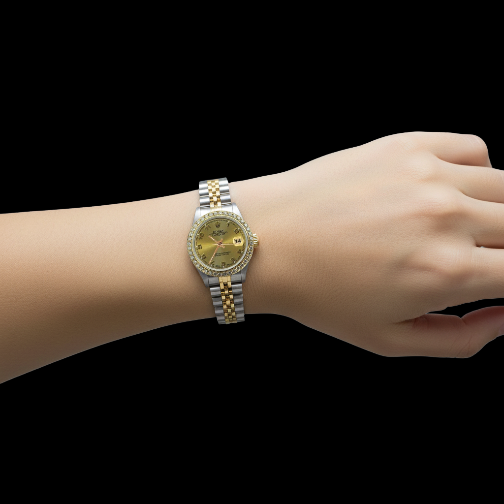 Rolex Datejust-Uhr aus Champagner-Arabisch-Edelstahl und Goldarmband P2
