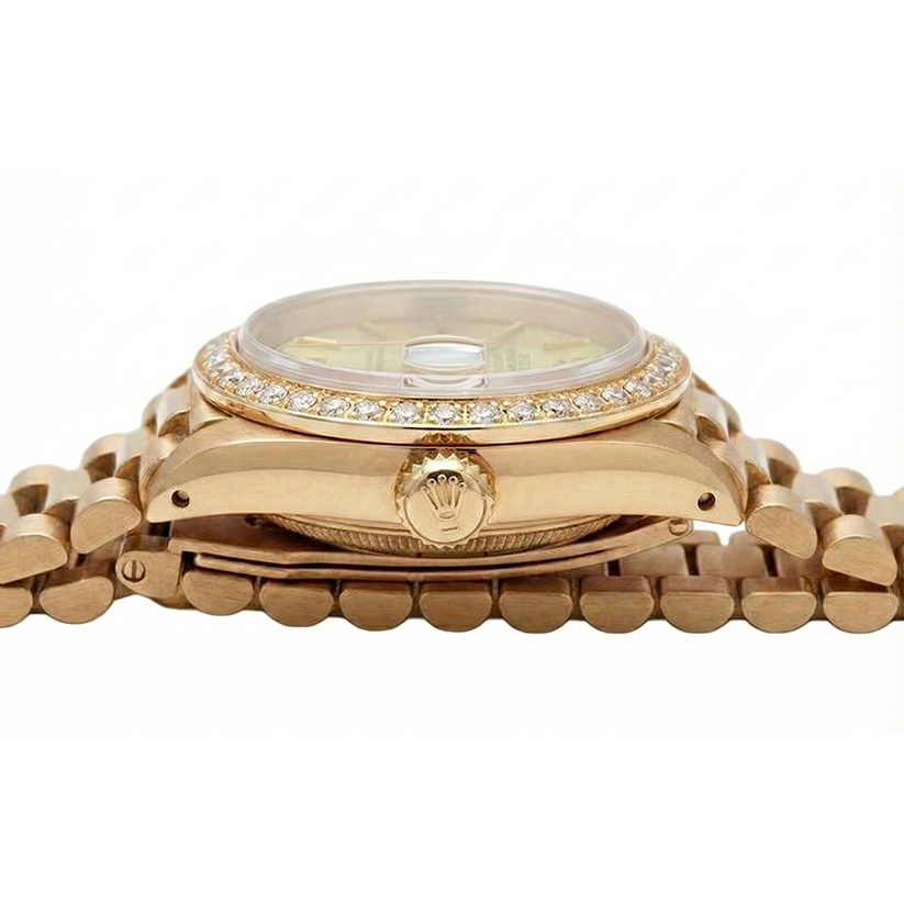 Rolex Datejust-Uhr im Präsidentenstil mit Champagner-Zifferblatt-Lünette