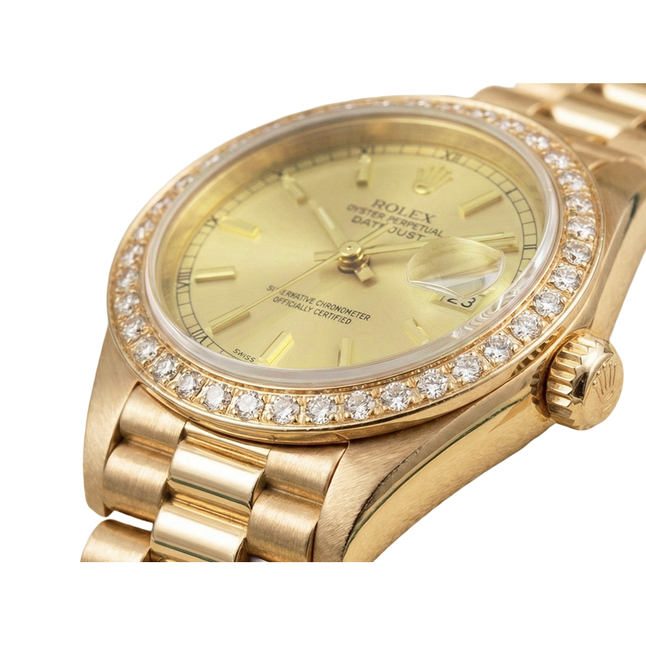 Rolex Datejust-Uhr im Präsidentenstil mit Champagner-Zifferblatt-Lünette