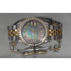 Rolex Datejust-Uhr, individuelle Diamantlünette, 3,5 Karat, zweifarbig, SCHNELLES SET