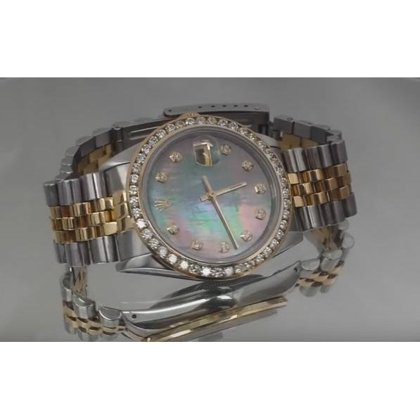 Rolex Datejust-Uhr, individuelle Diamantlünette, 3,5 Karat, zweifarbig, SCHNELLES SET1