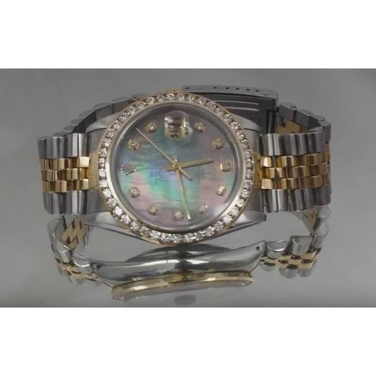 Rolex Datejust-Uhr, individuelle Diamantlünette, 3,5 Karat, zweifarbig, SCHNELLES SET