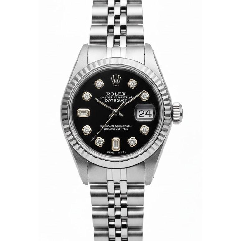 Rolex Datejust-Uhr mit Jubiläumsarmband aus Edelstahl und Diamantzifferblatt