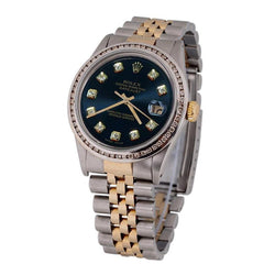 Rolex Datejust-Uhr, zweifarbig, Herren-Lünette, Diamant, SCHNELLES EINSTELLEN