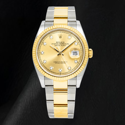Rolex Datejust 116233 36 mm Champagner-Diamantzifferblatt Bicolor-Uhr