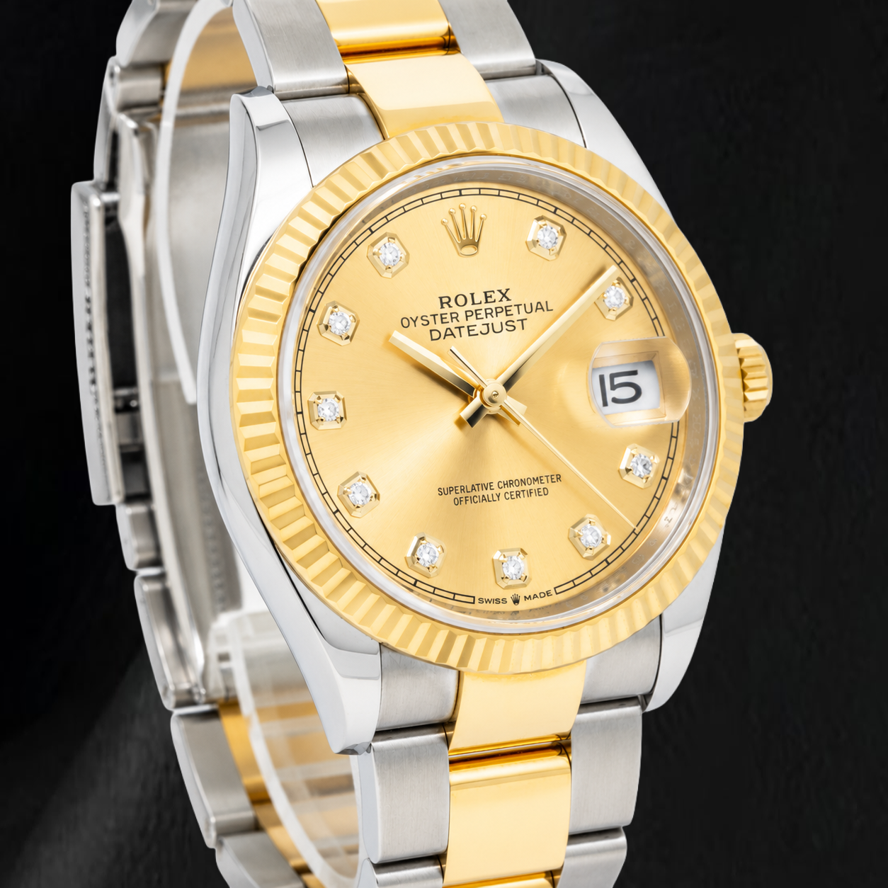 Rolex Datejust 116233 36 mm Champagner-Diamantzifferblatt Bicolor-Uhr