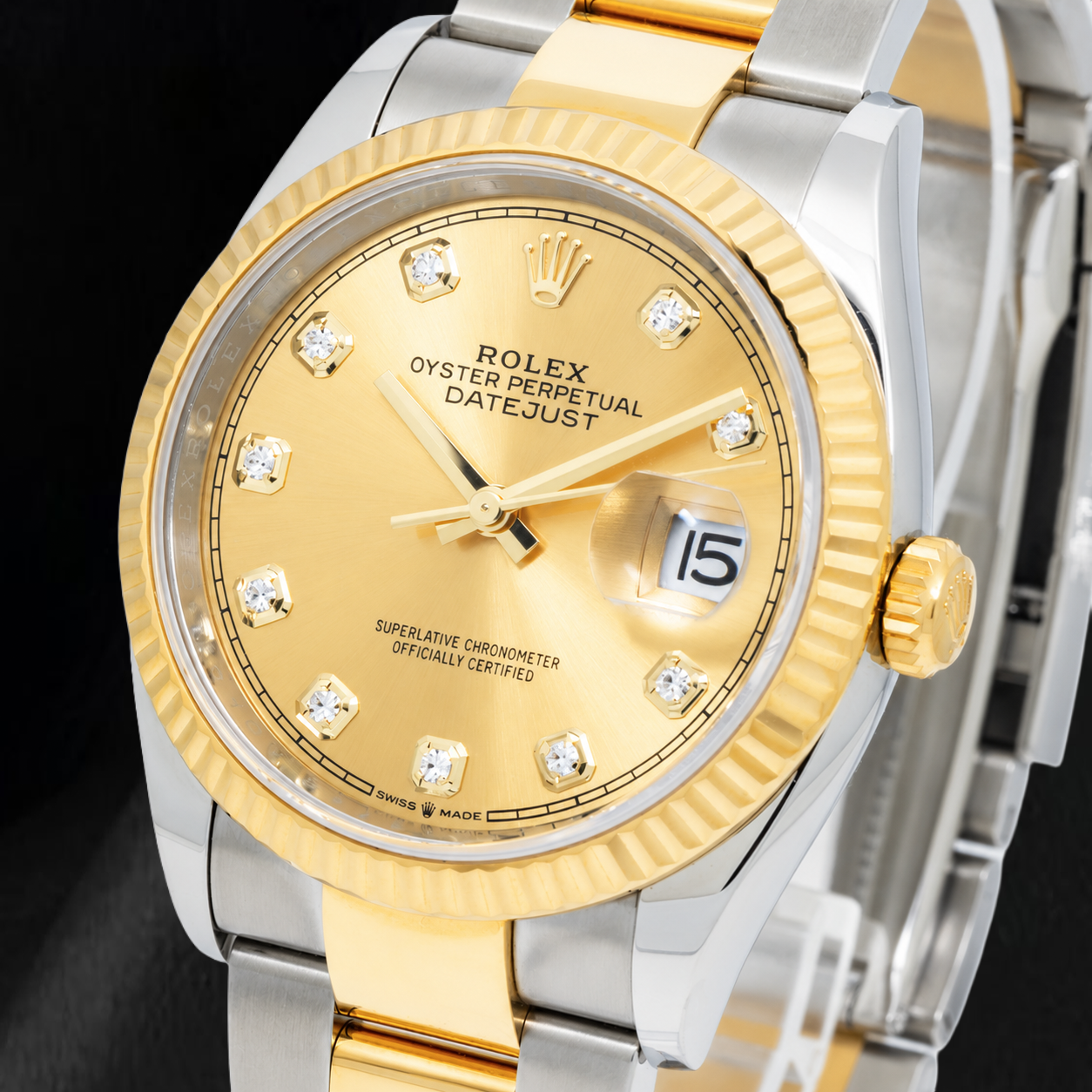 Rolex Datejust 116233 36 mm Champagner-Diamantzifferblatt Bicolor-Uhr
