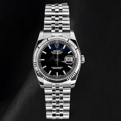 Rolex Datejust 116234 36 mm Armbanduhr aus Edelstahl mit schwarzem Zifferblatt und leuchtenden Stabindizes