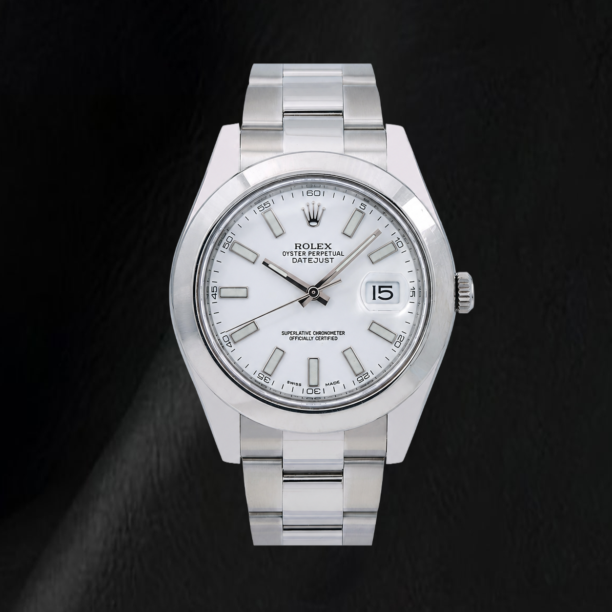 Rolex Datejust 116300 41 mm Edelstahl Uhr, weißes Zifferblatt mit Stabindizes
