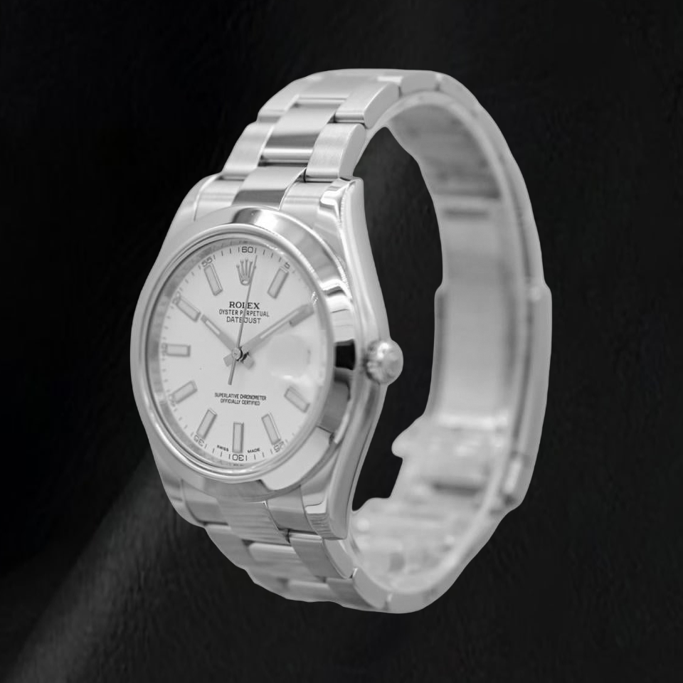 Rolex Datejust 116300 41 mm Edelstahl Uhr, weißes Zifferblatt mit Stabindizes